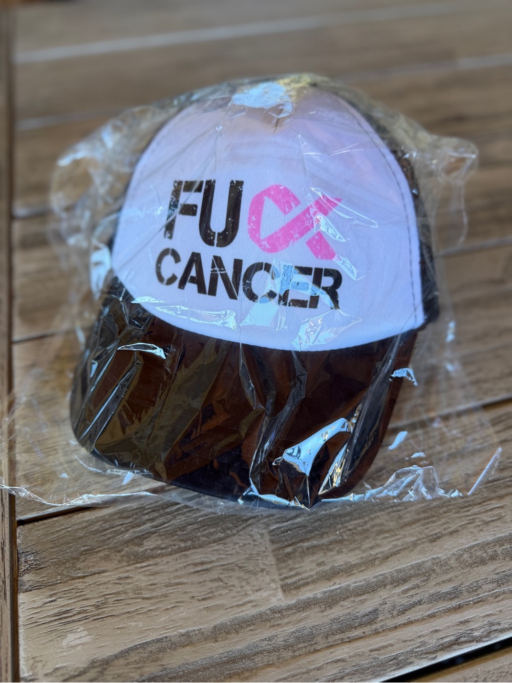 FU F*ck Cancer Pink Ribbon Trucker Hat Breast Cancer Awareness Mesh Back New OS